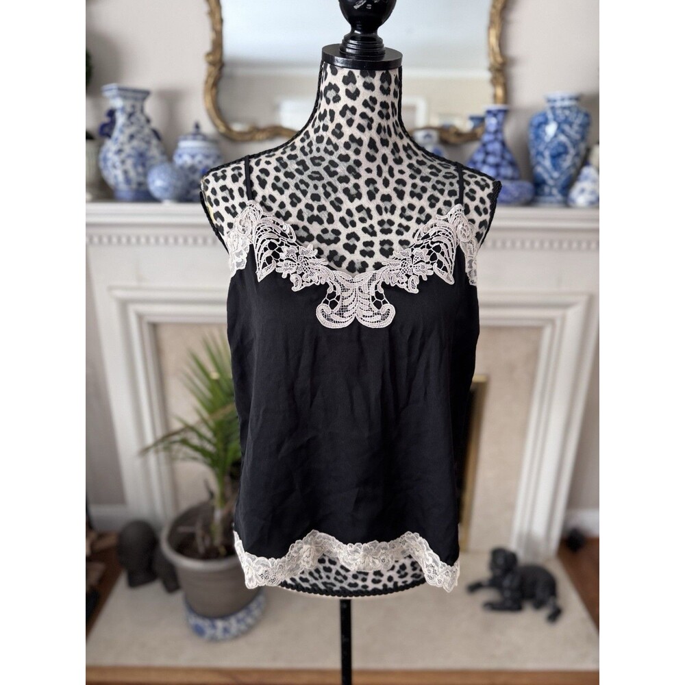 INC International Concepts Black Lace Trim Cami Top XL  Romantic Festival Fairy*